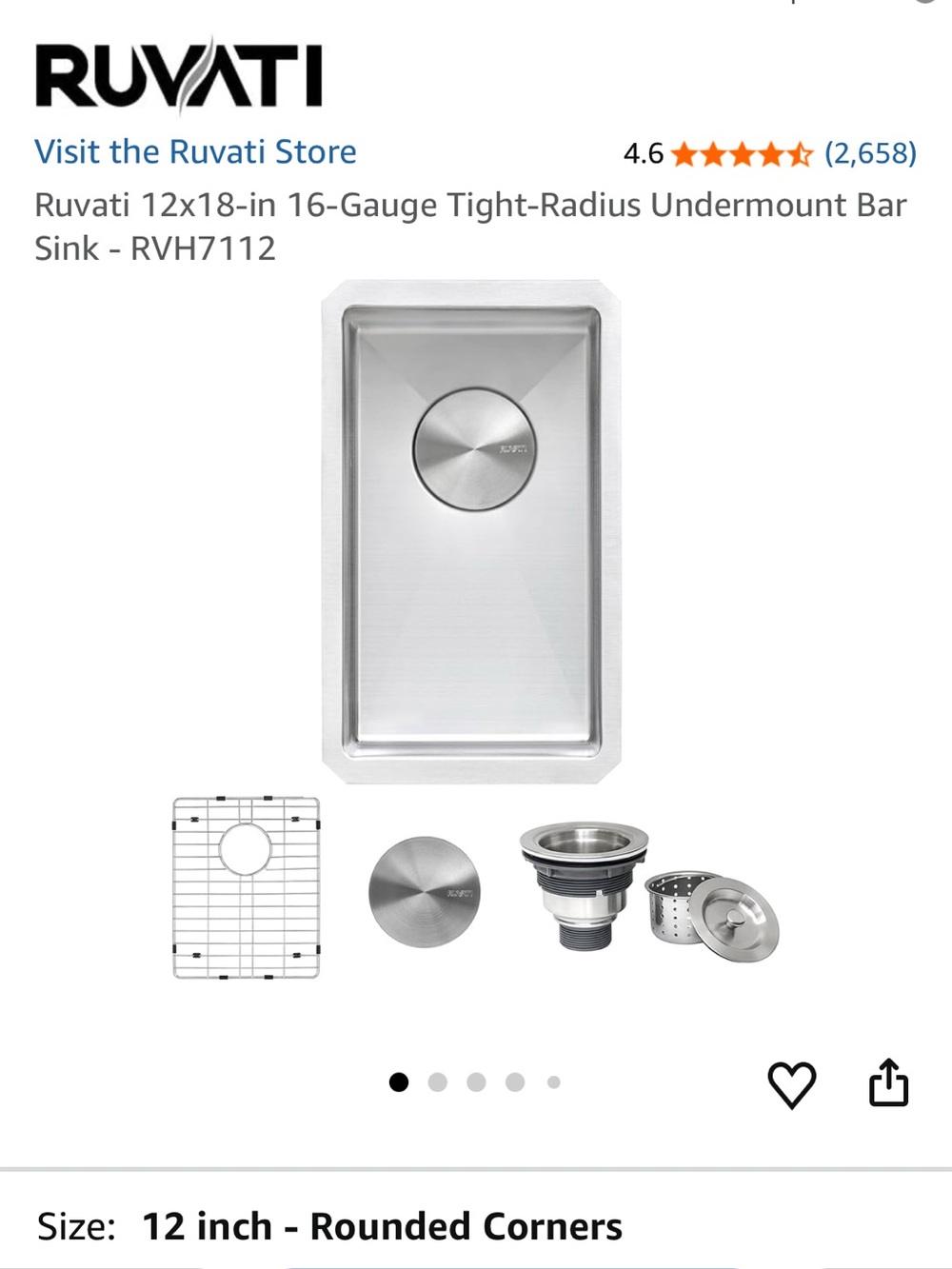 12x18-in Undermount Bar Sink in Silver Stainless Steel